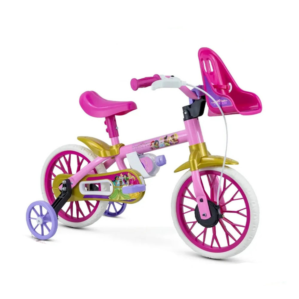 Bicicleta Infantil Princesas Disney Rodado 12 | Con Rueditas y Asiento para Muñeca